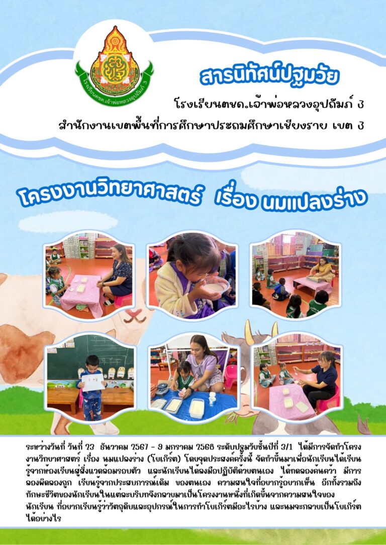 โครงงานวิทยาศาสตร์ เรื่อง นมแปลงร่าง (โยเกิร์ต)